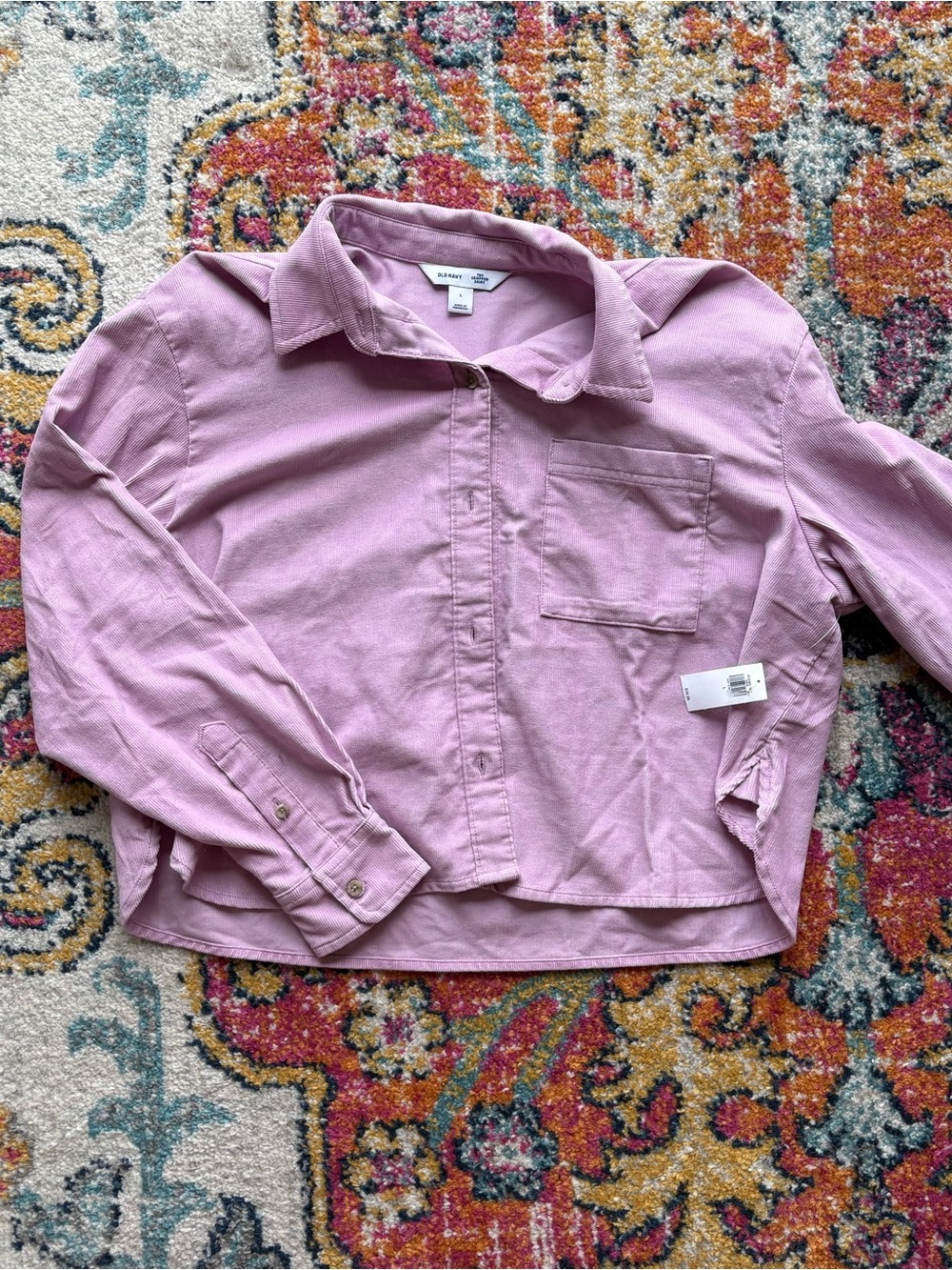 Old Navy Light Pink Cropped Button-Up Shirt Jacket